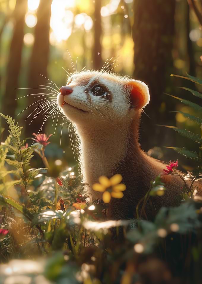 Cute Ferret in Forest
