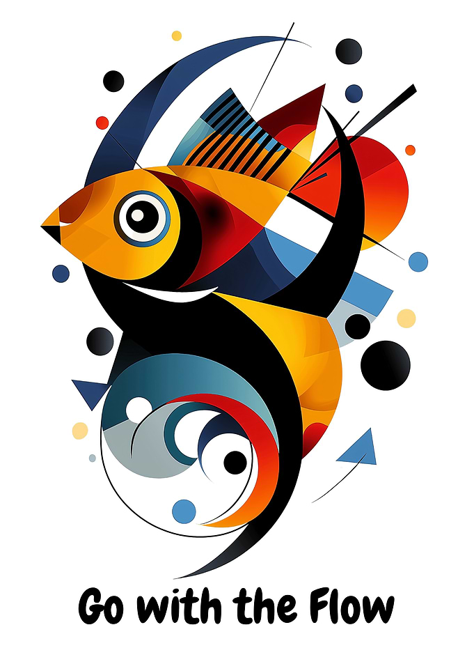 Go with the Flow Abstract Geometric Fish Art Print