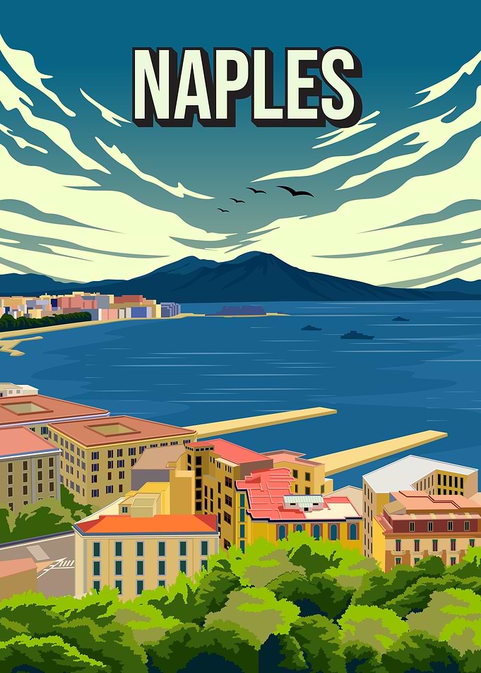 Naples Skyline Cityscape Travel Poster