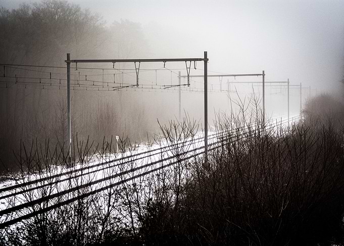Train Tracks in Fog