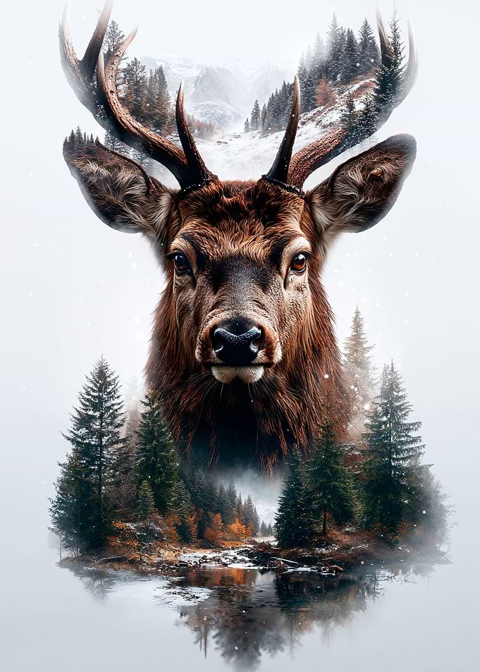 Deer in Winter Forest