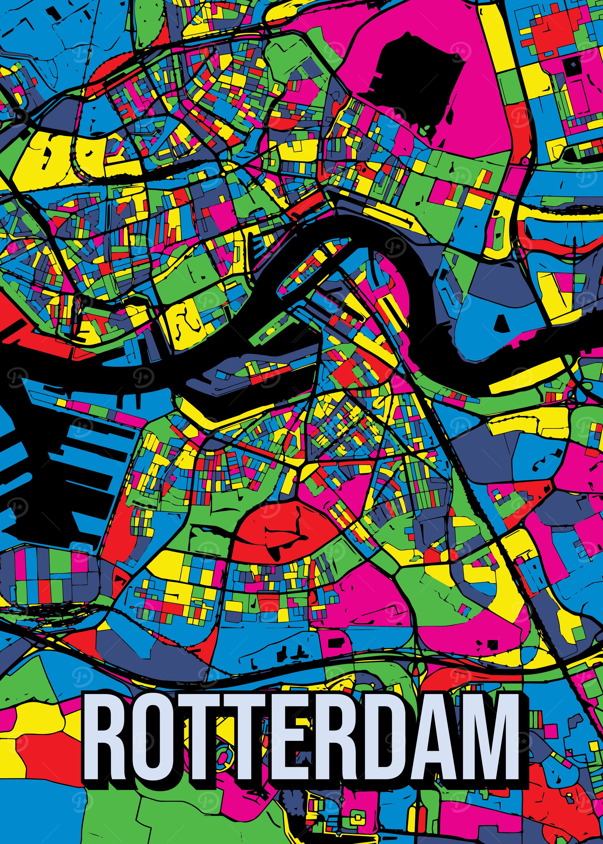 Rotterdam City Map Pop Art