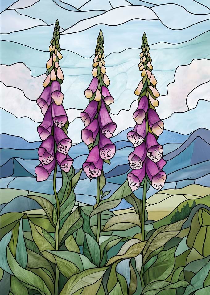 Stained Glass Foxgloves