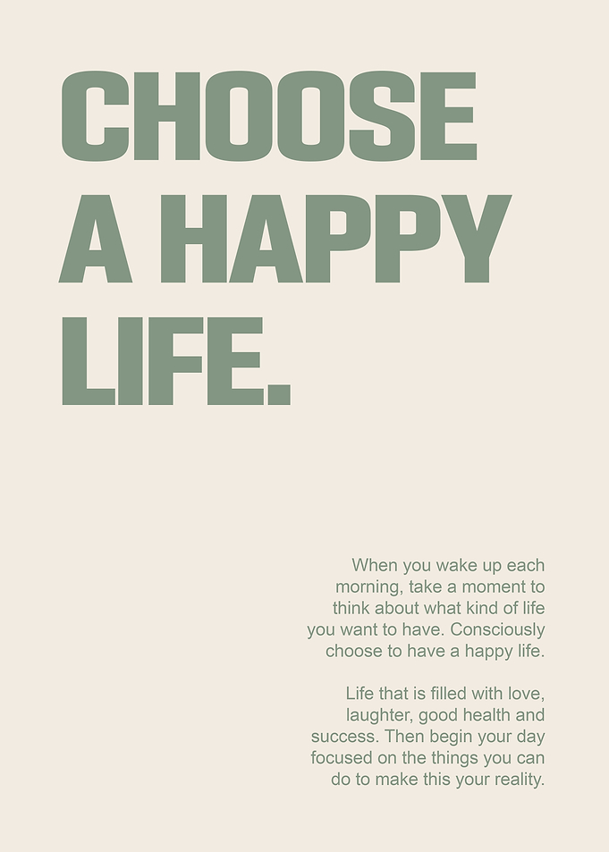 Choose a Happy Life - Motivational Poster for Home Office & Room Decor