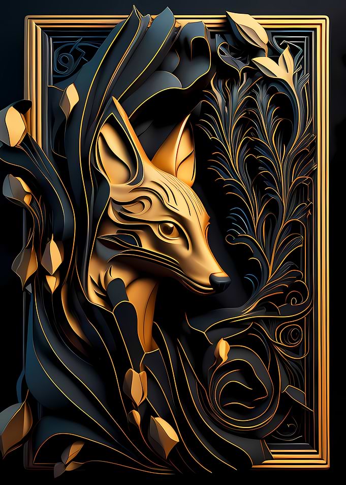Elegant Golden Fox Art Decoration