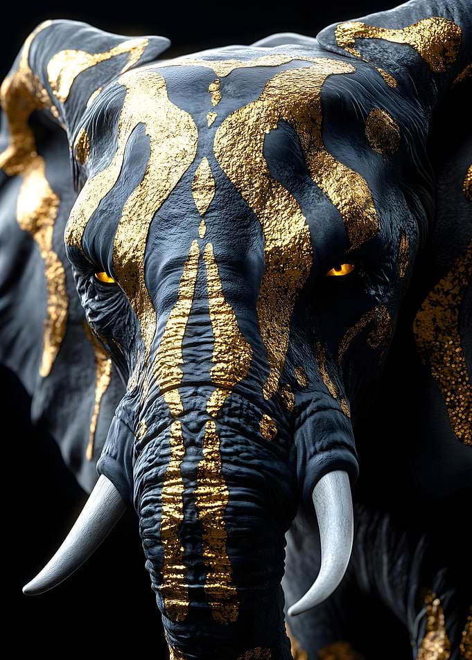 Golden Elephant Portrait Animal