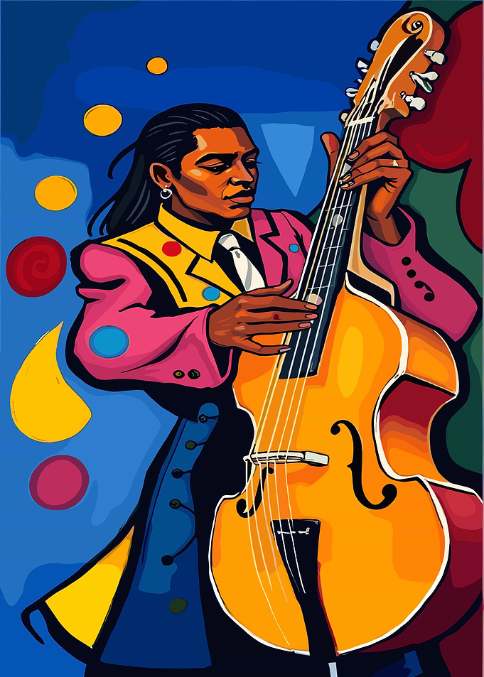 Jazz Musician with Double Bass