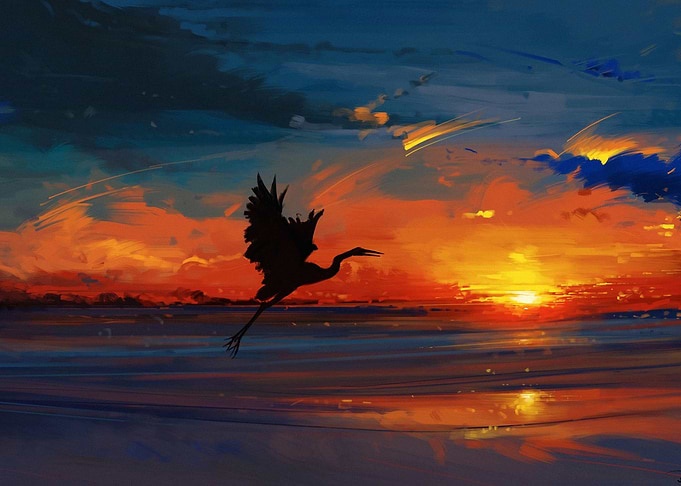 Sunset Heron