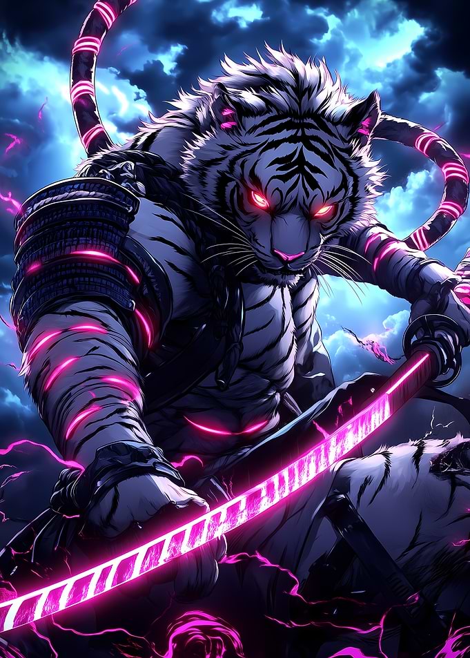 White Tiger Samurai Animal