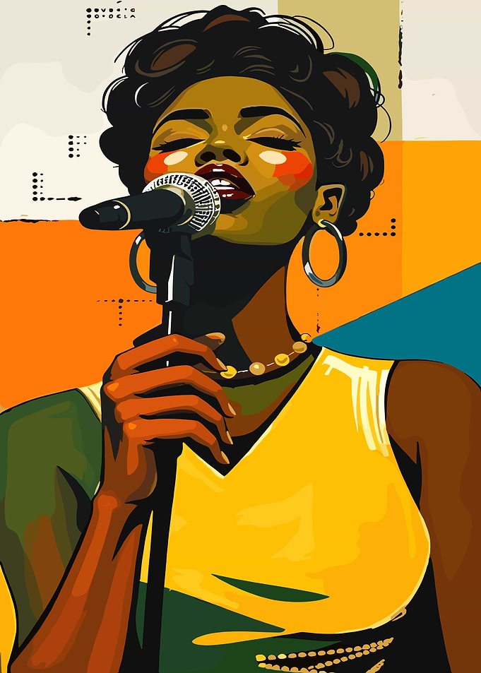 Woman Singing with Microphone