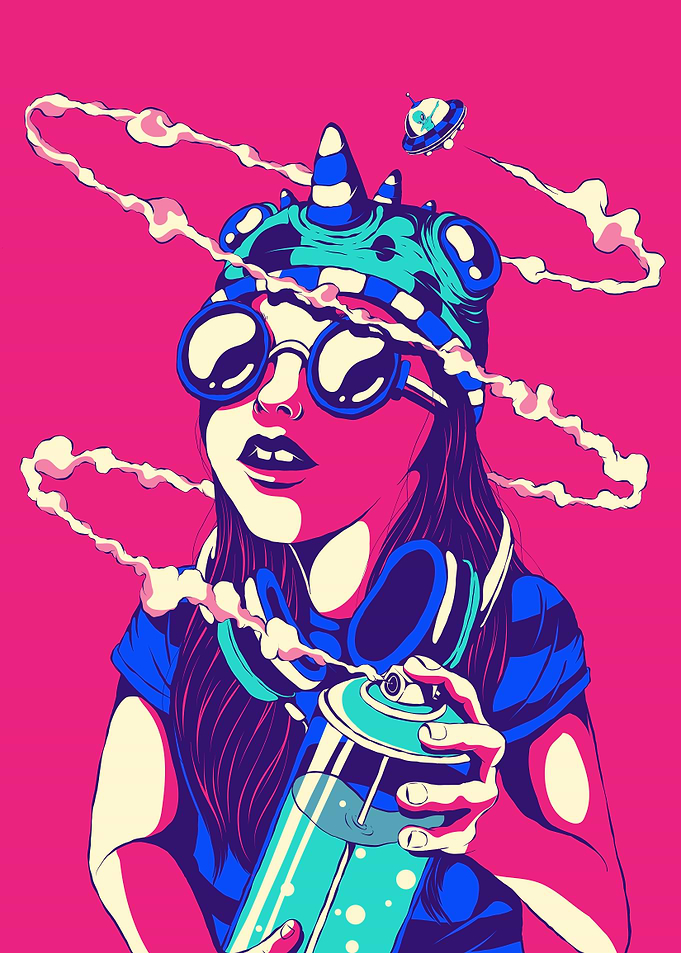 Girl with Spray Paint and UFO