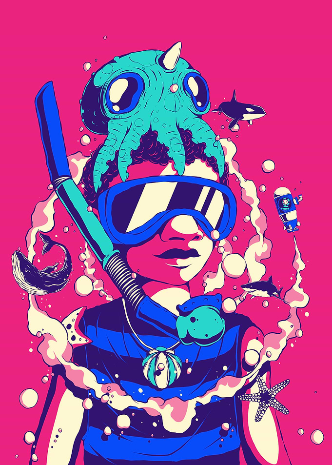 Ocean Diver with Octopus