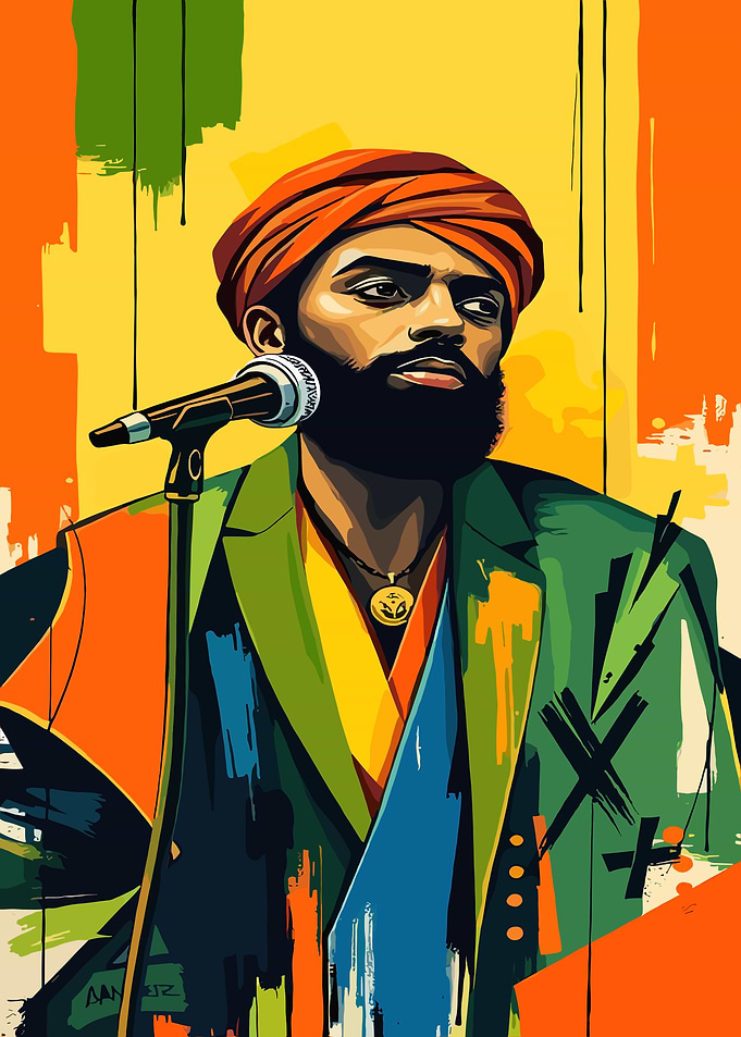 Man with Turban and Microphone