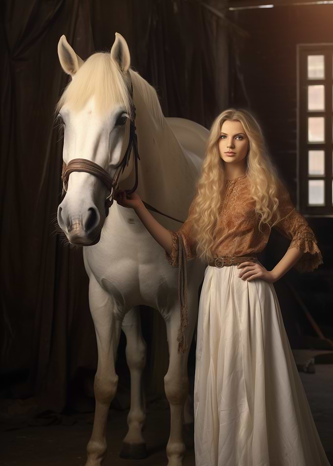 Woman with White Horse