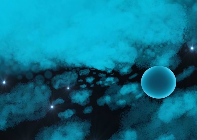 Blue Nebula with Planet