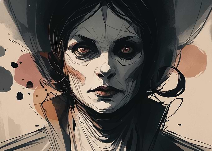 Woman with Red Eyes