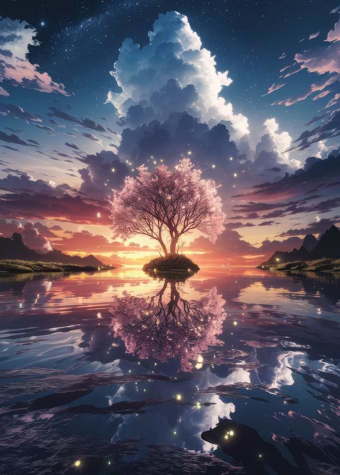 Cherry Blossom Tree Sunset