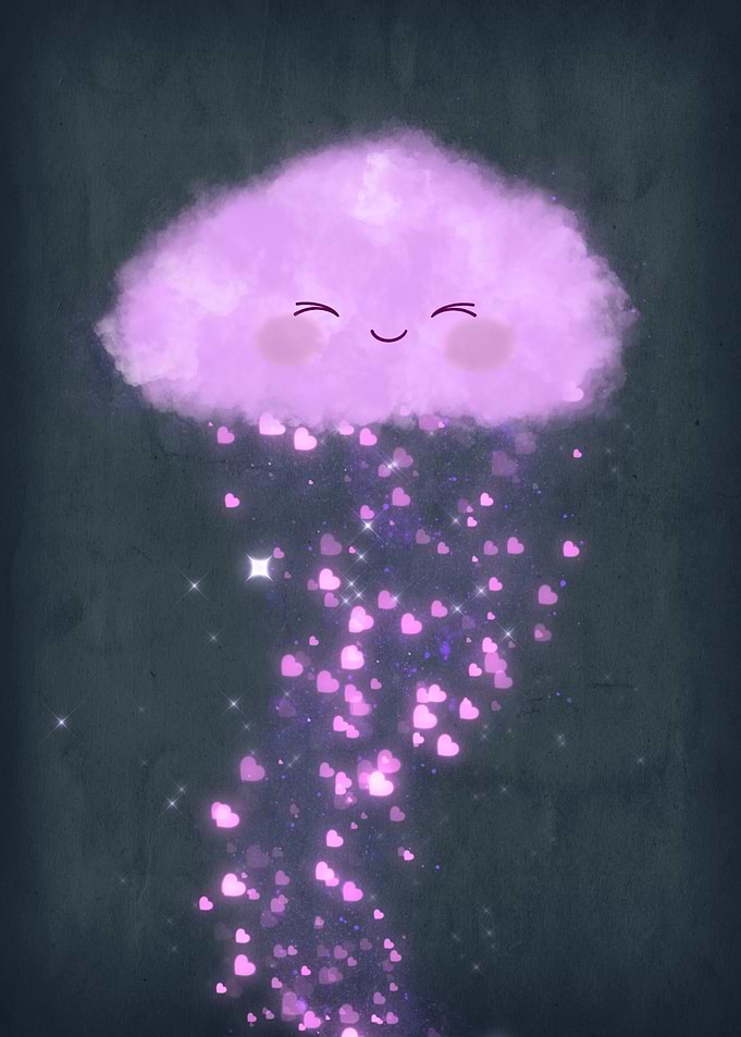Smiling Cloud Raining Hearts