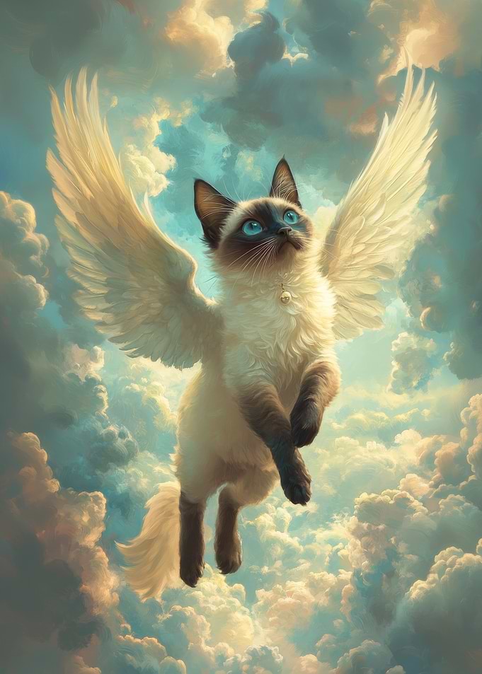 Siamese Cat Poster | Angelic Cat in the Clouds