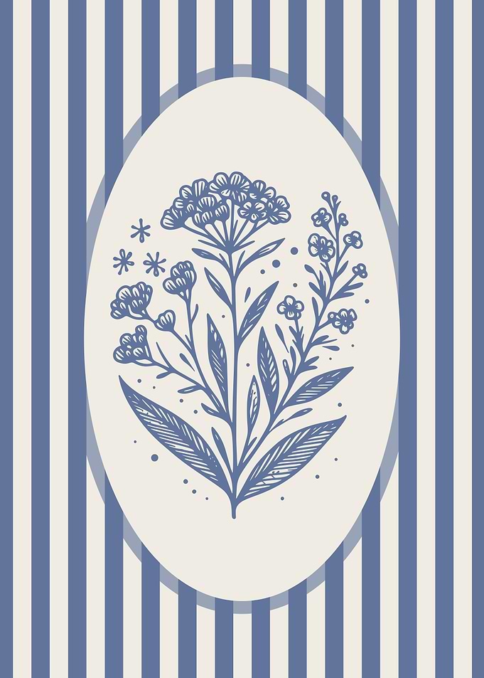 Blue Floral Wildflower Illustration
