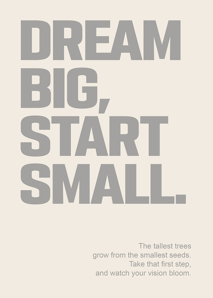 Dream Big, Start Small Motivational Wall Art for Home, Office, and Goal Setting