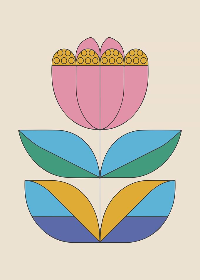 Geometric Floral Art Modern Scandinavian Wall Print