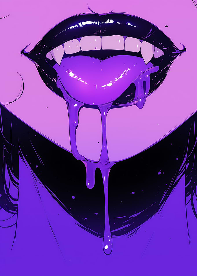Purple Dripping Lips