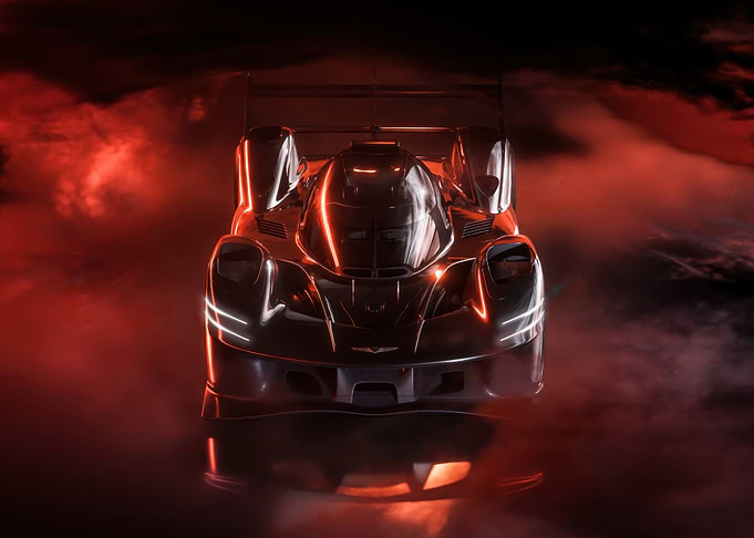 Black Race Car in Red Light