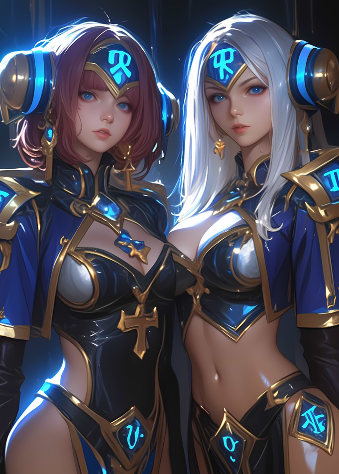 Two Female Warriors Anime Girl Gaming