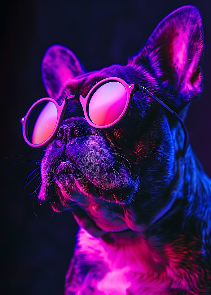 French Bulldog in Neon Lights