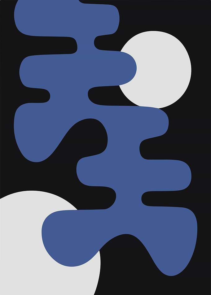 Abstract Geometric Art Modern Minimalist in Blue