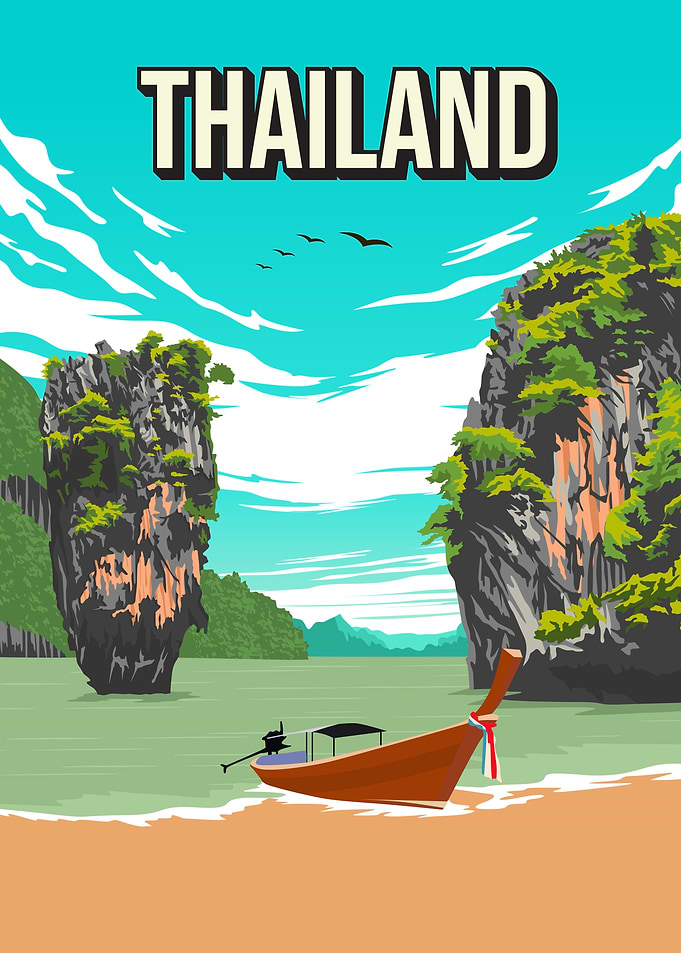 Thailand Asia Travel Poster Art