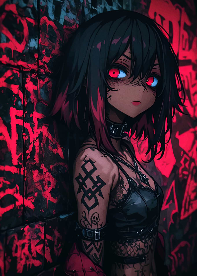 Anime Girl with Red Eyes
