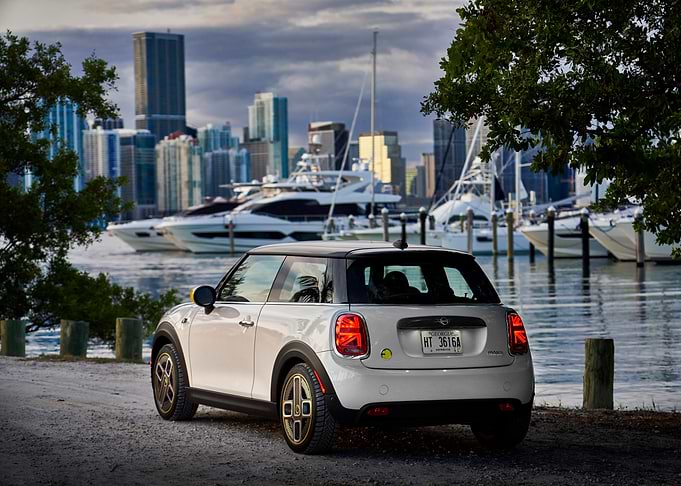 White Mini Cooper Electric Car