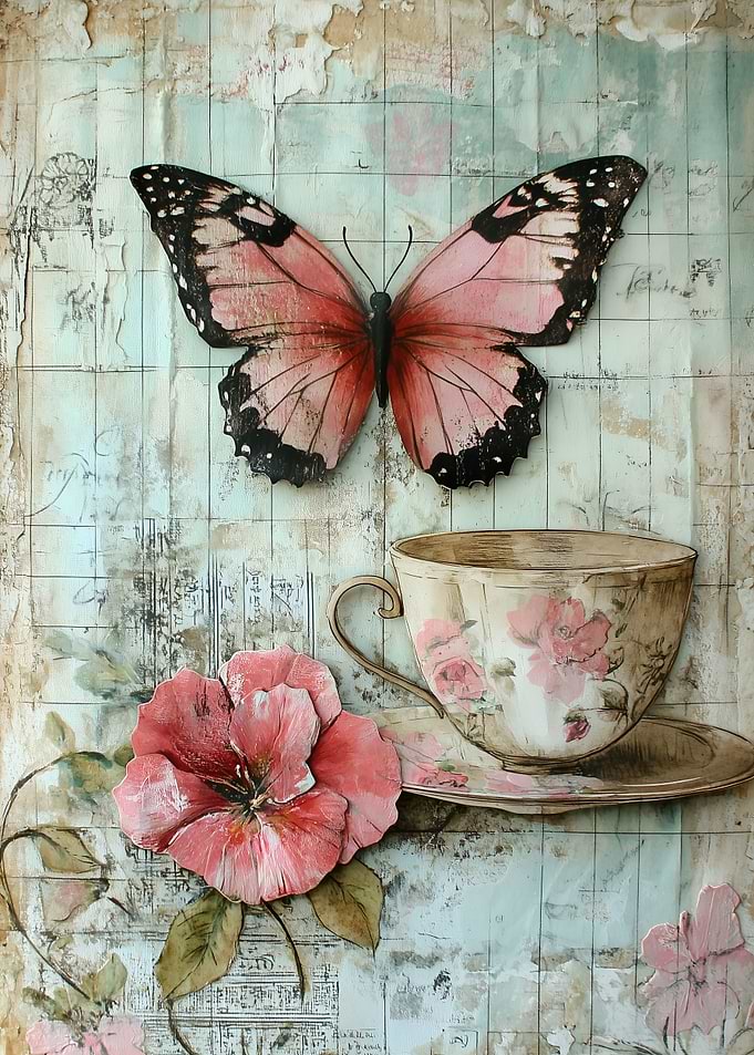 Vintage Teacup Butterfly