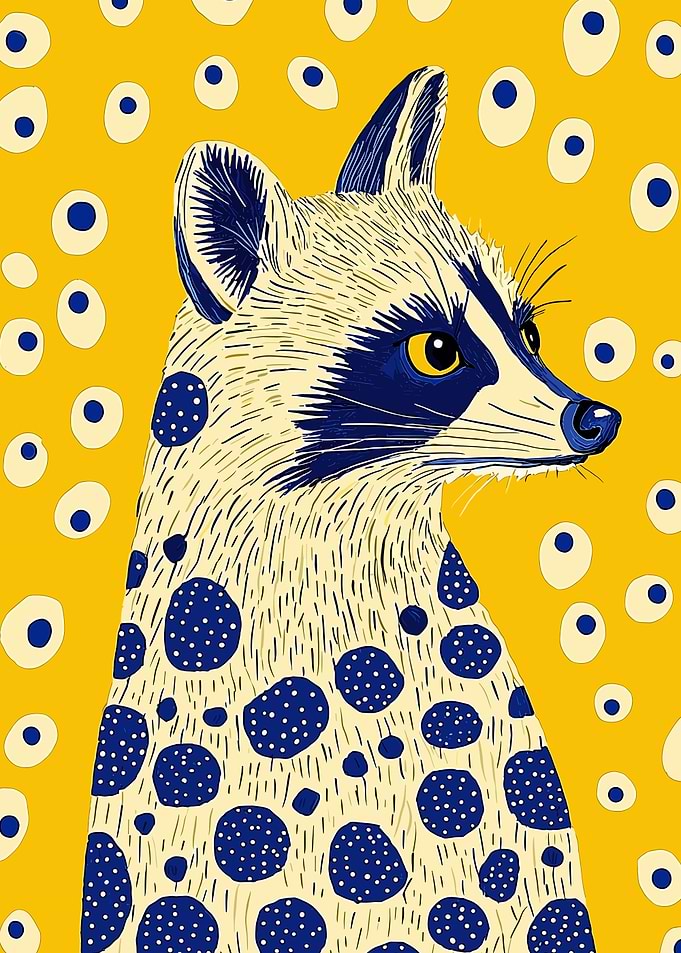 Raccoon with Polka Dots