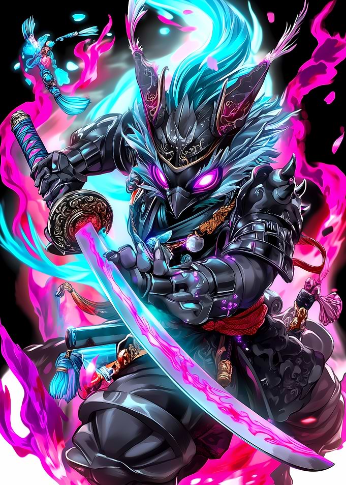 Cyberpunk Samurai Parrot Animal