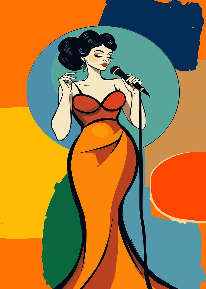 Woman Singing with Microphone