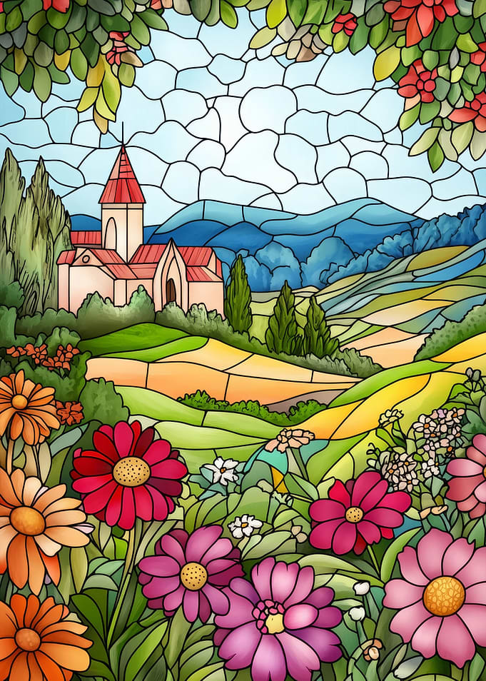 Stained Glass Countryside