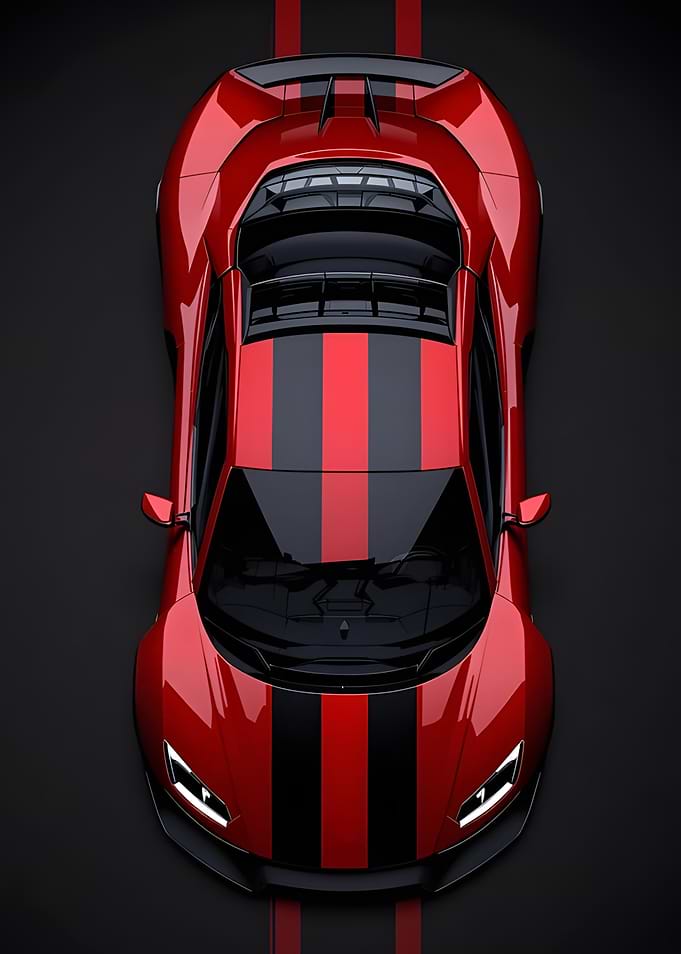 Red Sports Car Top View