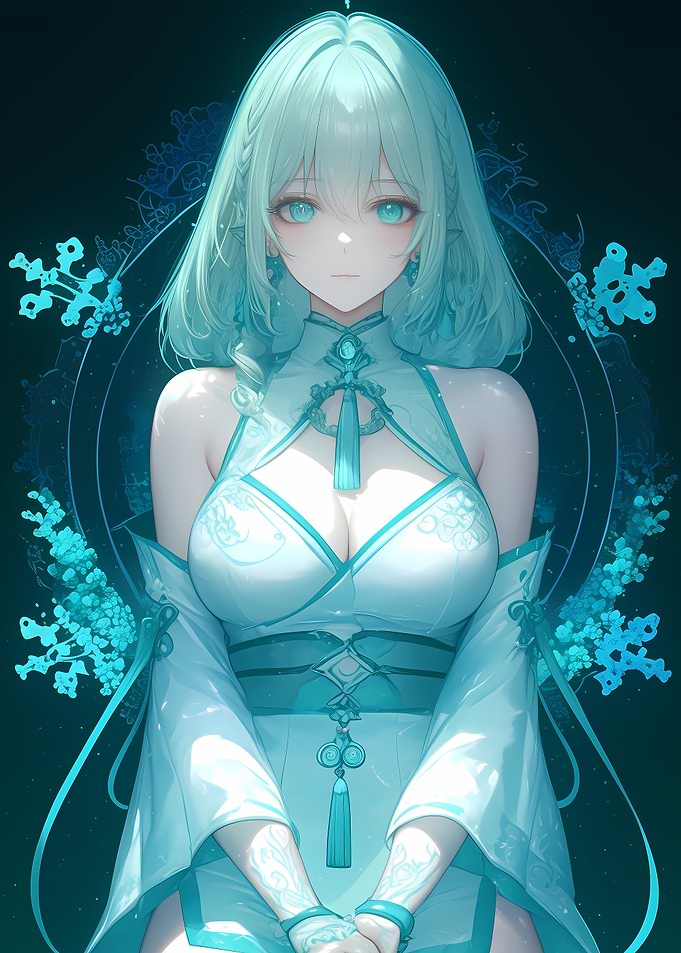 Anime Girl in Blue Dress