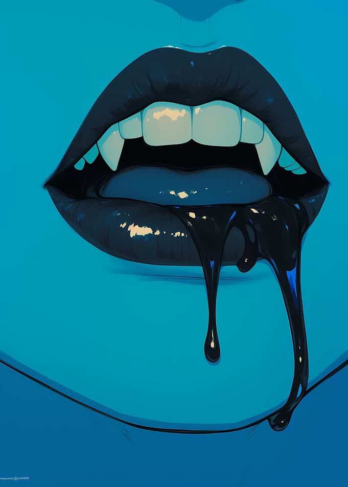 Vampire Lips with Dripping Blood