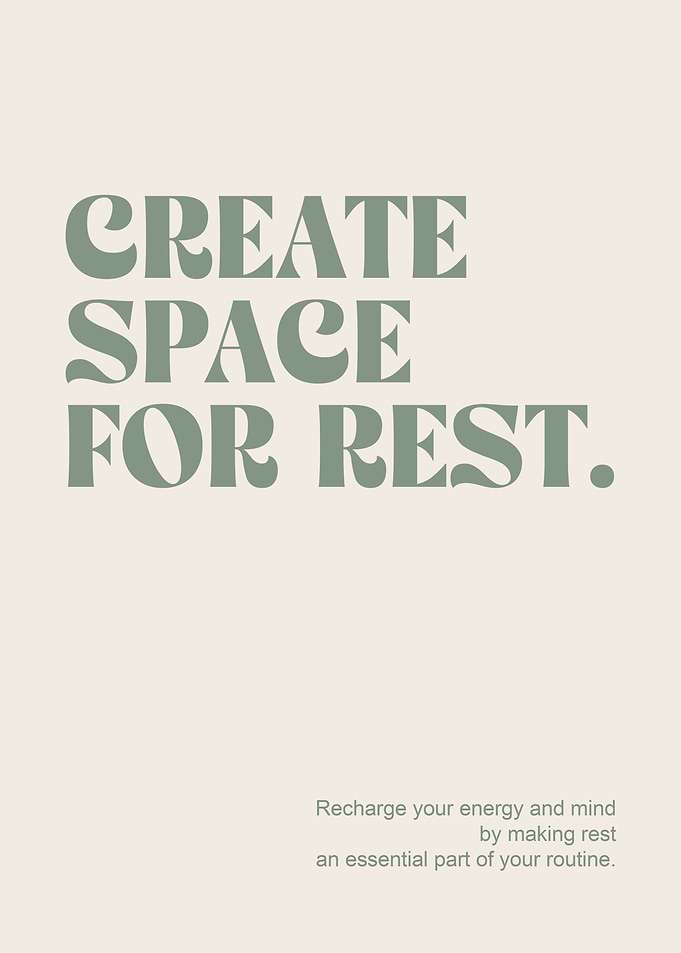 Create Space for Rest Self-Care Wall Art for Bedroom, Living Room, and Relaxation Spaces