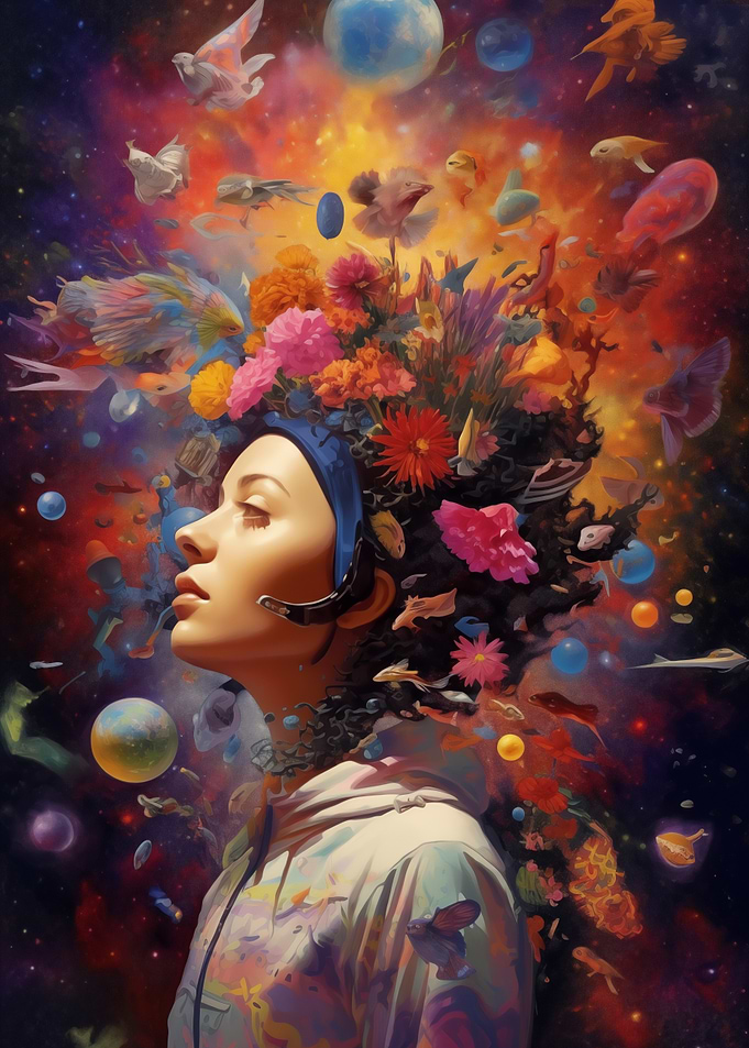 Woman with Floral Head