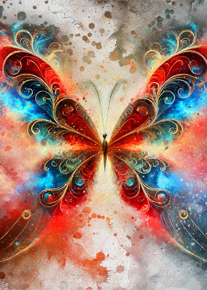 Ornate Butterfly Watercolor Painting