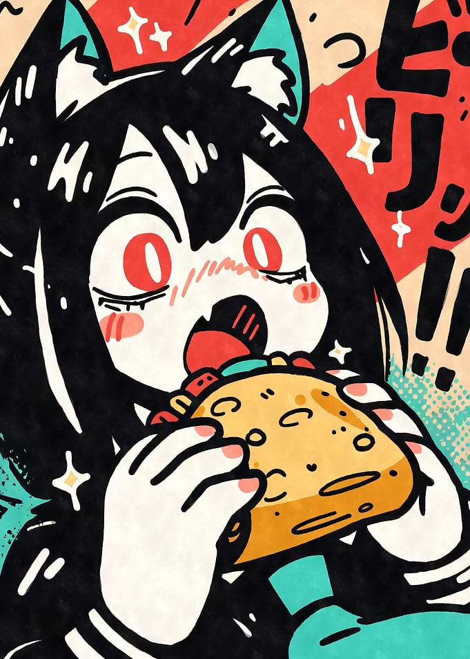 Anime Girl Eating Taco