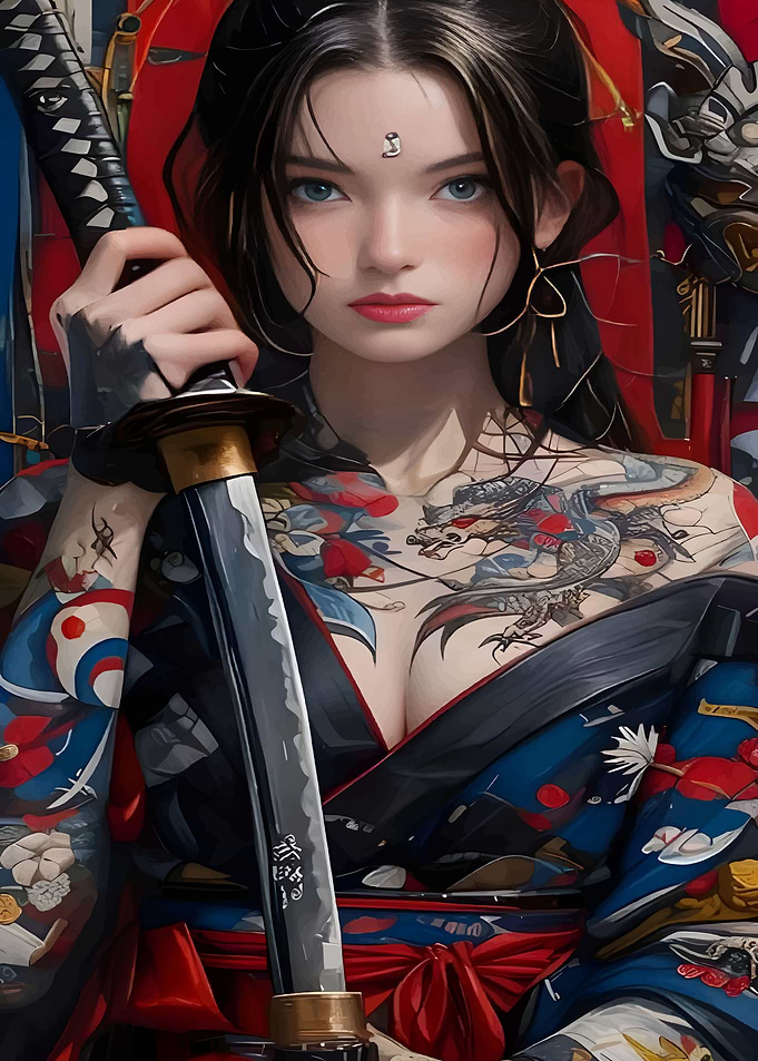 Samurai Katana with Tattoo