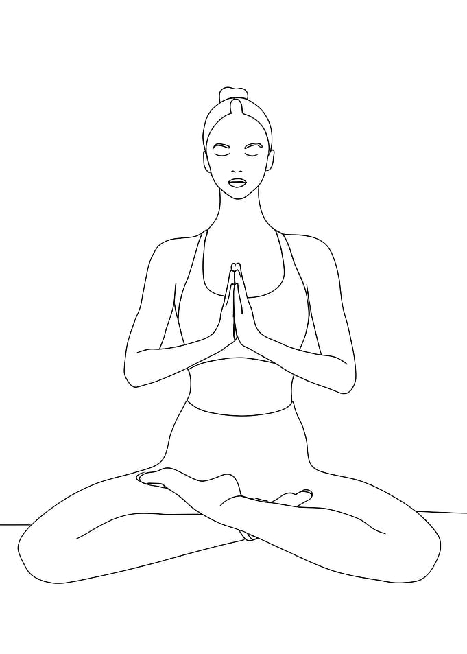 Yoga Meditation Line Art