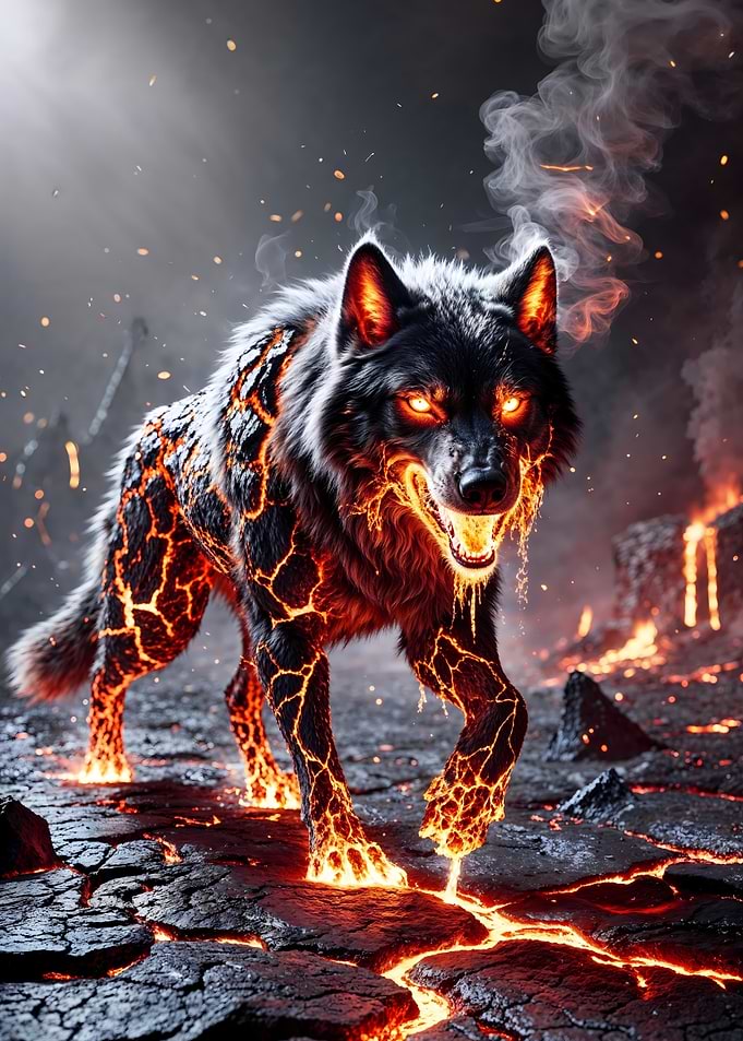 Elemental Lava Wolf