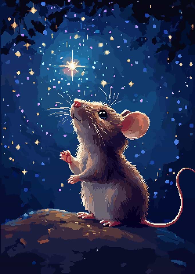 Inspirational Mouse and Stars Pixel Art